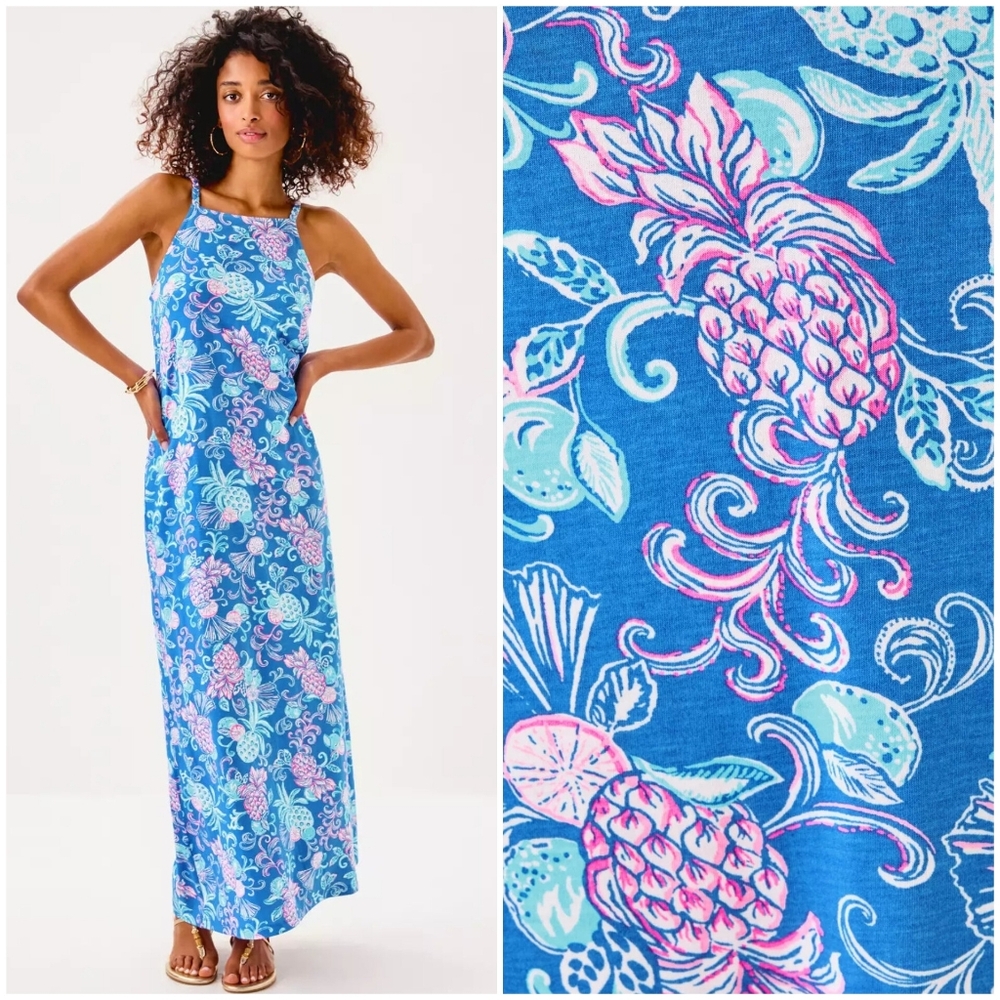 NEW Lilly Pulitzer Braided Straps Kyleigh Maxi Dress - Citrus Crush